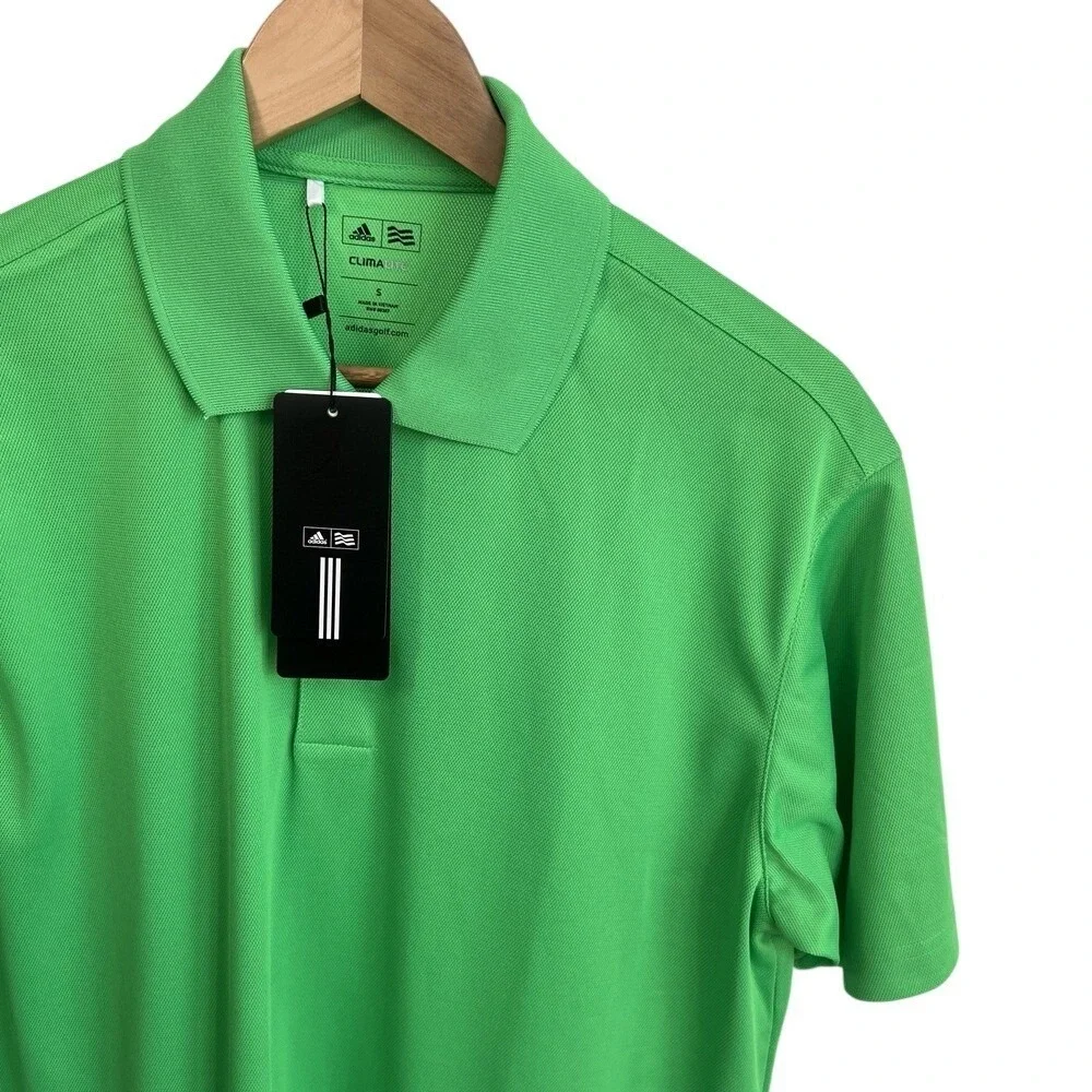ADIDAS Golf Climalite dri-fit Polo Sport Shirts Men's Sz Small Bright Green NWT